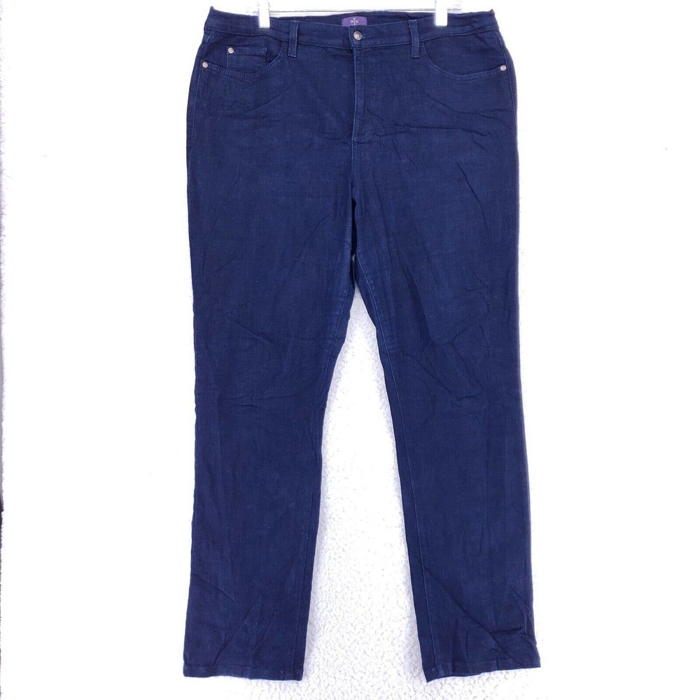 NYDJ Jeans Womens Size 16 Blue Denim Straight Stretch Mid Rise Casual VTG Skinny